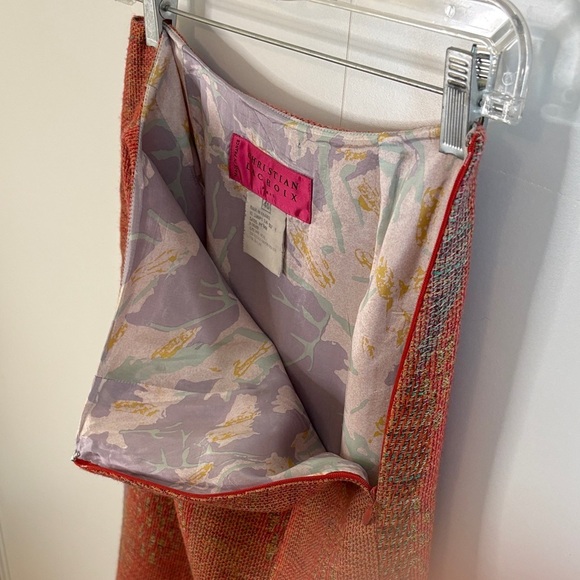 Christian Lacroix Paris Vintage Couture Pink and Yellow Patterned Skirt Suit - Picture 7 of 16